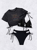SUPER WHOLESALE | Pattern Printed Bikini and Shirt Set