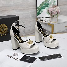 SUPER WHOLESALE | Versace Leather Platform Sandals in White