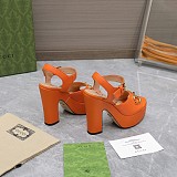 SUPER WHOLESALE | Gucc i   Leather Platform Sandals in Orange