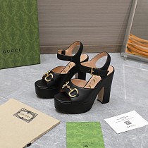 SUPER WHOLESALE | Gucc i  Leather Platform Sandals in Black