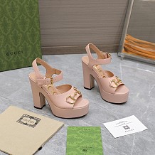 SUPER WHOLESALE | Gucc i  Leather Platform Sandals in Pink