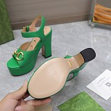 SUPER WHOLESALE | Gucc i  Leather Platform Sandals in Green