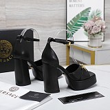 SUPER WHOLESALE | Versace Leather Platform Sandals in Black
