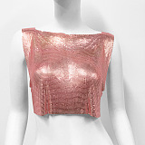SUPER WHOLESALE | Sequins Off Shoulder T-Shirt Top in Rose Red