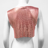 SUPER WHOLESALE | Sequins Off Shoulder T-Shirt Top in Rose Red