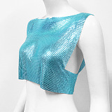 SUPER WHOLESALE | Sequins Off Shoulder T-Shirt Top in Sky Blue