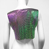 SUPER WHOLESALE | Sequins Off Shoulder T-Shirt Top in Multi