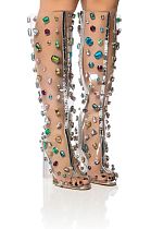 SUPER WHOLESALE |  Rhinestone Decor Boots in Transparent