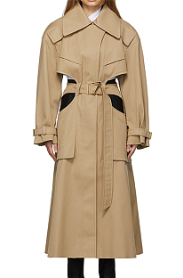 SUPER WHOLESALE | Hollow-out Trench Coat in Apricot