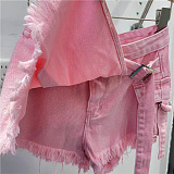 SUPER WHOLESALE | Bucklet Tassel Hem Shorts in Pink