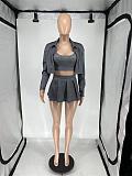 SUPER WHOLESALE | 3 Pieces Set with Jacket Top, Tanks, Skirt in Grey