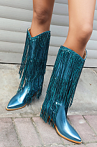 SUPER WHOLESALE | Tassel Bling Bling Sequins Boot in Cyan