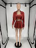 SUPER WHOLESALE | 3 Pieces Set with Jacket Top, Tanks, Skirt in Red