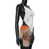 SUPER WHOLESALE | Tie-dye Ruffles Texture Halter Skirt Set