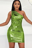 SUPER WHOLESALE |  One Shoulder Dress in Green