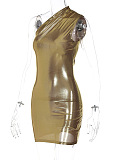 SUPER WHOLESALE |  One Shoulder Dress in Gold