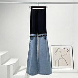 SUPER WHOLESALE | Patchwork Bucklet Decor Pants