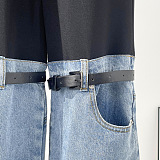 SUPER WHOLESALE | Patchwork Bucklet Decor Pants