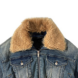 SUPER WHOLESALE | Fur Neck Denim Jacket