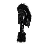 UPER WHOLESALE | Fur Pu Material Coat in Black