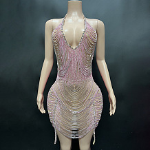 SUPER WHOLESALE |  High Quality Custom Rhinestone Party Dress
