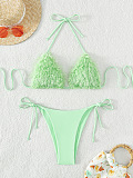 SUPER WHOLESALE | PlushTextured Multicolor Open-back Two-piece Bikini