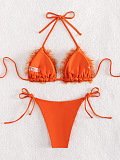 SUPER WHOLESALE | PlushTextured Multicolor Open-back Two-piece Bikini