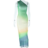 SUPER WHOLESALE |Gradient One Shoulder Long Dress