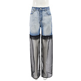 SUPER WHOLESALE | Patchwork Lace Bottom Denim Jeans
