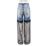 SUPER WHOLESALE | Patchwork Lace Bottom Denim Jeans
