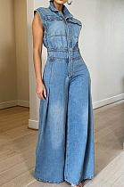 SUPER WHOLESALE | Sleeveless Half Button Up Jumpsuit
