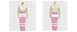 SUPER WHOLESALE |Striped Hollow-Out Two-Piece Set: Crop Top and Slit Maxi Skirt for Women