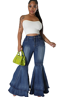 SUPER WHOLESALE | Flare Bottom Layers Jeans in Blue