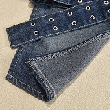 SUPER WHOLESALE | Denim Halter Top with Bucklet
