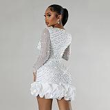 SUPER WHOLESALE | Square Neck Blingbling Party Dress