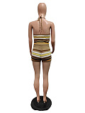 SUPER WHOLESALE | Stripes Knitted Set in Halter Top & Shorts