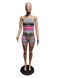 SUPER WHOLESALE | Stripes Knitted Set in Halter Top & Shorts