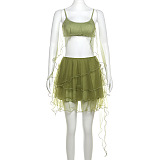 SUPER WHOLESALE | Layered Mesh Skirt Set with Tanks Top & Skirt