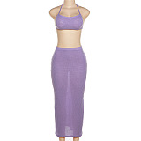 SUPER WHOLESALE |  Knitted Skirt Set in Halter Top & Shorts