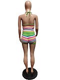 SUPER WHOLESALE | Stripes Knitted Set in Halter Top & Shorts