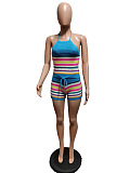 SUPER WHOLESALE | Stripes Knitted Set in Halter Top & Shorts