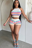 SUPER WHOLESALE | Stripes Knitted Set in Halter Top & Shorts