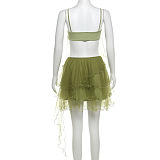 SUPER WHOLESALE | Layered Mesh Skirt Set with Tanks Top & Skirt