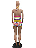 SUPER WHOLESALE | Stripes Knitted Set in Halter Top & Shorts