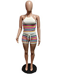 SUPER WHOLESALE | Stripes Knitted Set in Halter Top & Shorts