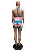 SUPER WHOLESALE | Stripes Knitted Set in Halter Top & Shorts