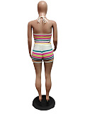 SUPER WHOLESALE | Stripes Knitted Set in Halter Top & Shorts