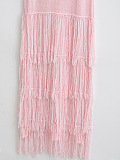 SUPER WHOLESALE | Knitted Tank Long Dress with Fringe