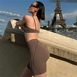 SUPER WHOLESALE | Spaghetti Strap Crop Top and High-Waisted Bodycon Bermuda Shorts Set
