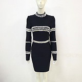 SUPER WHOLESALE | Rhinestone Decor Long Sleeve Dress